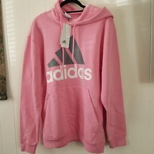 Adidas Pink and Gray Logo Hoodie